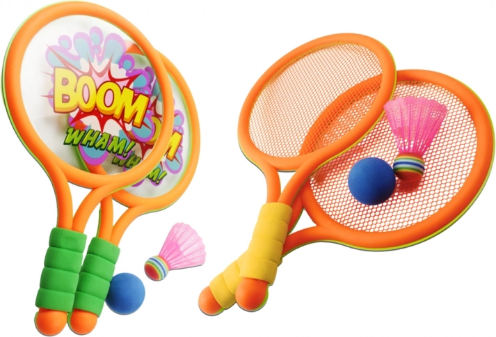 Rachete de badminton pentru copii Dinozauri portocaliu-verde