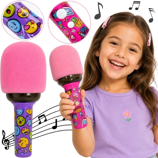 Microfon karaoke fără fir Woopie cu difuzor Bluetooth și iluminare LED pentru copii