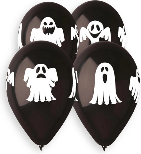 Baloane Gemar 13" pastel premium – cu fantome (negre), 5 buc