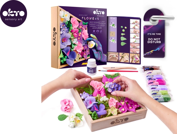 OKTO Inspiration set creativ de modelare DIY cu flori în ramă din lemn