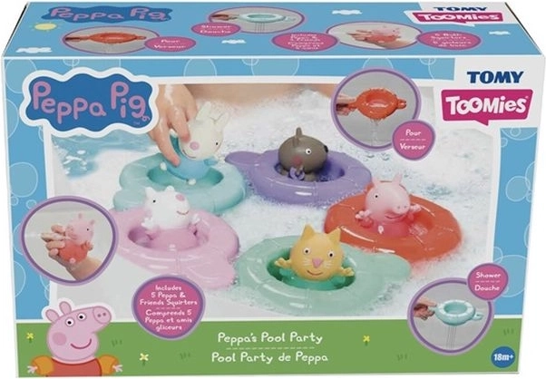 Jucărie de baie Tomy Peppa Pig cu inele plutitoare și efect de fântâniță