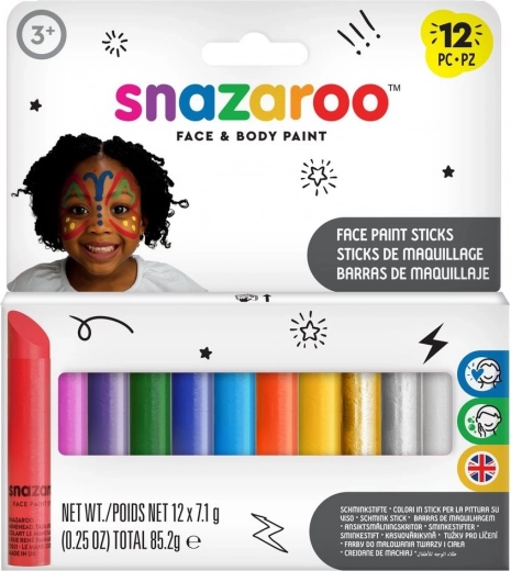Snazaroo set de culori pentru față și corp sub formă de stick, 12 bucăți