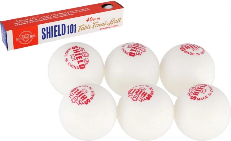 mingi albe fără sudură pentru tenis de masă SHIELD 40 mm, 6 bucăți în cutie