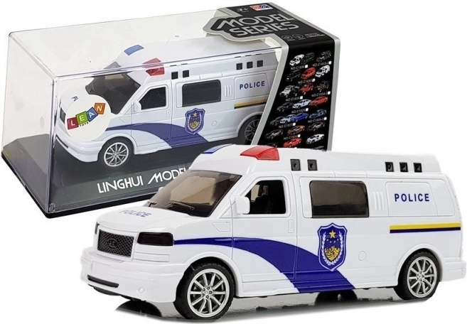 Mașină de poliție cu mecanism cu întoarcere (pull‑back), lumini și sunete
