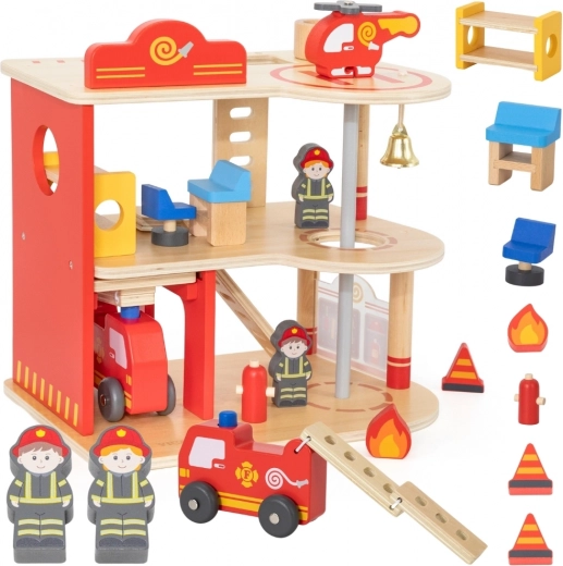 stație de pompieri din lemn cu 3 etaje, 14 piese VIGA