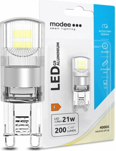 Bec LED G9 din aluminiu 1,9 W alb neutru MODEE