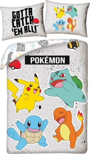 Lenjerie de pat pentru copii Pokémon gri 140 × 200 cm