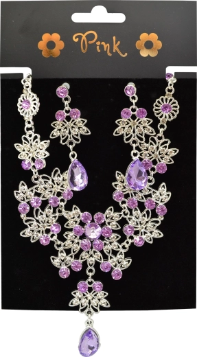 Set roz pentru colier și cercei Royal Glamour
