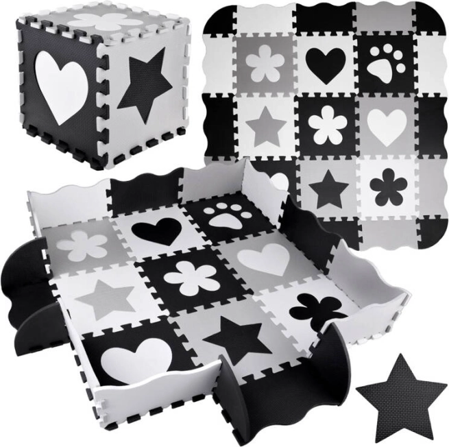 puzzle din spumă – covoraș pentru copii cu contrast, forme 120 × 120 cm