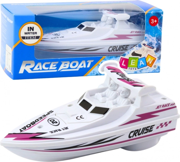 Barcă cu motor albă pe baterie