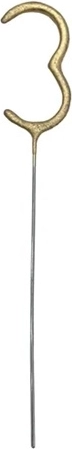 Prskavă în formă de cifră 3, aurie, 15 cm - 1 bucată