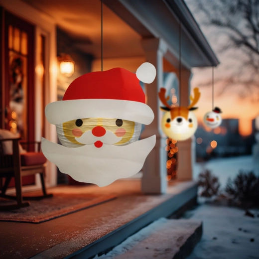 Lampion de hârtie de Crăciun cu Moș Nicolae, 30 cm