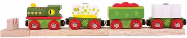 Trenuleț cu dinozauri cu șine Bigjigs Rail