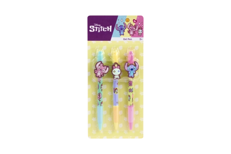 Set de pixuri gel STITCH cu clips mare, 3 buc
