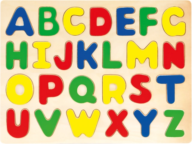 Puzzle din lemn cu litere pentru copii Bino