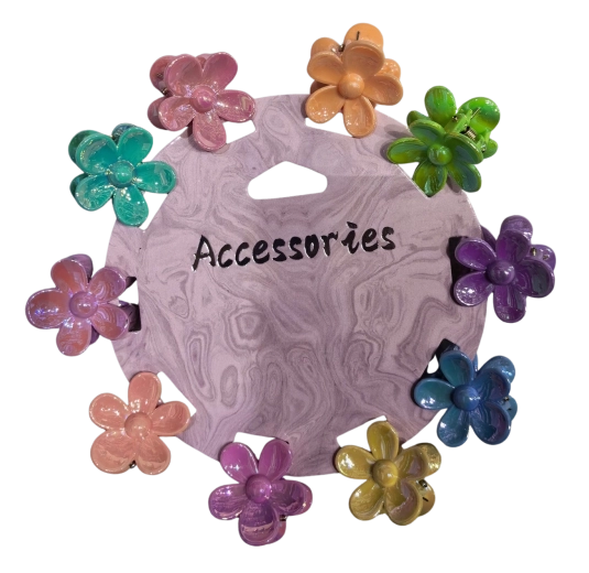 Set de cleștișori de păr în formă de floare, mix colorat, 10 buc.