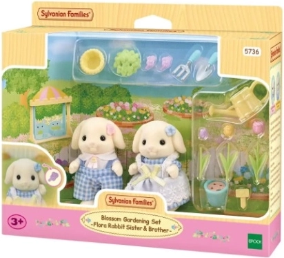Set floral Sylvanian Families cu frații Flora Rabbit