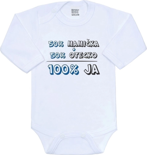 Body pentru bebeluși New Baby 50% mămica + 50% tăticul - 100% eu, albastru