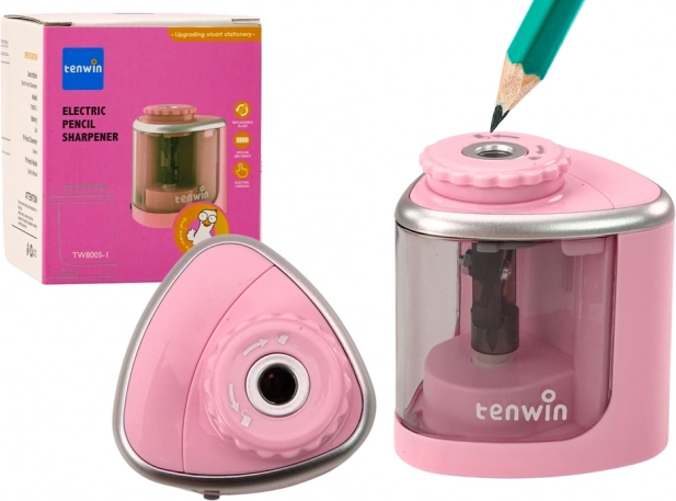 Ascuțitoare electrică TENWIN pentru creioane și creioane colorate 6–8 mm – roz
