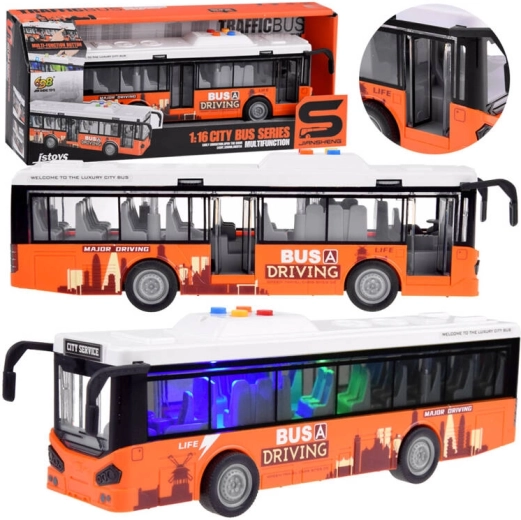 Jucărie autobuz cu uși care se deschid și efecte luminoase 1:16