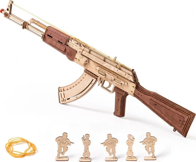 Robotime puzzle mecanic 3D din lemn pușcă de asalt AK-47