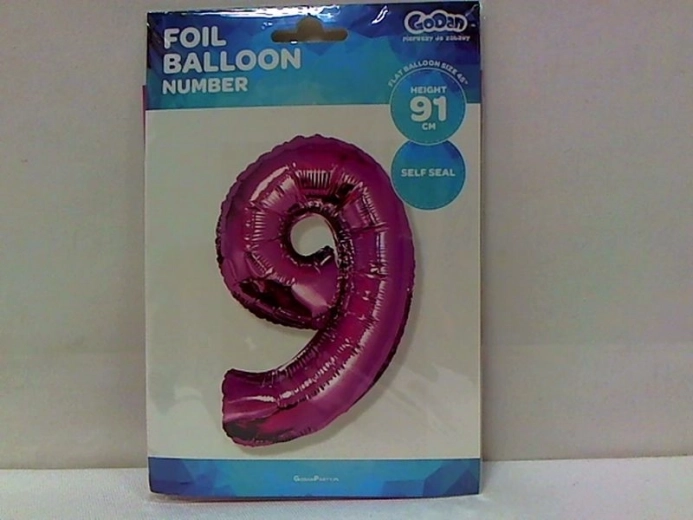 Balon din folie cifră 9 roz 92 cm