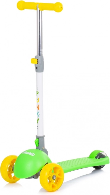 trotinetă pentru copii CHIPOLINO Funky cu roți luminoase, verde‑galben