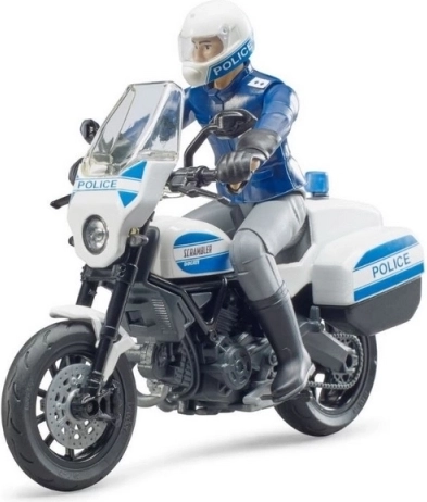 Bruder motocicletă de poliție Ducati Scrambler cu motociclist