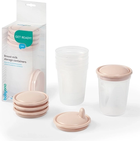 BabyOno recipiente pentru depozitarea și congelarea alimentelor 200 ml, 4 buc., bej