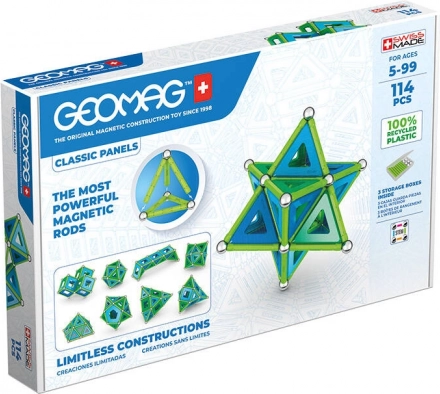 set magnetic de construcție classic panels recycled 114 piese geomag