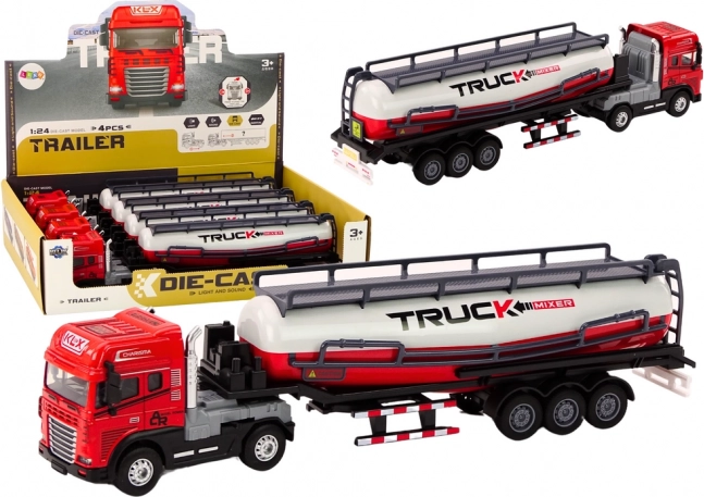 Camion cu remorcă-cisternă 1:24 cu lumini și sunete