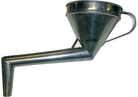 Pâlnie metalică cu cot îndoit cu sită