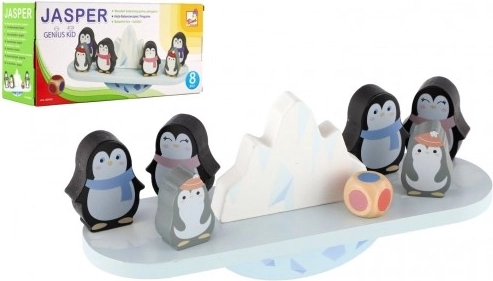 Joc de echilibru din lemn cu pinguini