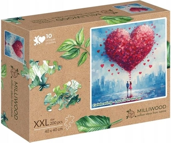 Puzzle din lemn Milliwood XXL „Dragostea plutește în aer” 200 de piese