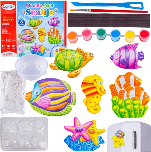 Set creativ pentru realizarea și pictarea magneților din ipsos – animale marine