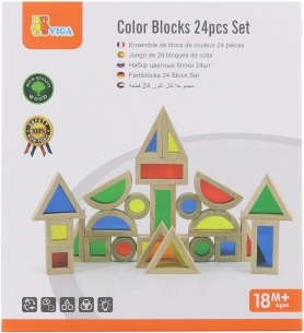 Cuburi colorate din lemn - 24 buc.