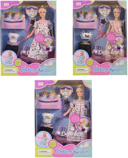 Păpușa Defa Lucy mamă însărcinată cu gemeni și accesorii 30 cm - 1 set