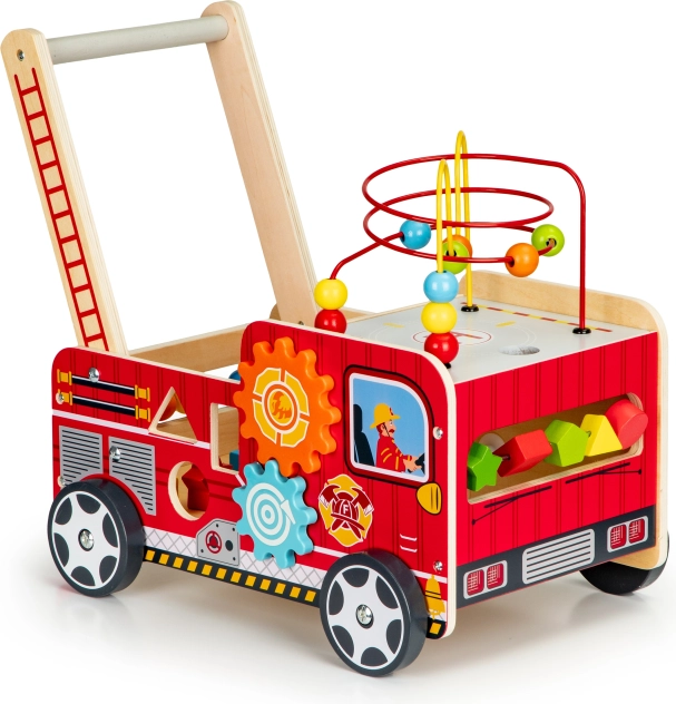 Premergător din lemn cu cuburi - Mașină de pompieri ECOTOYS