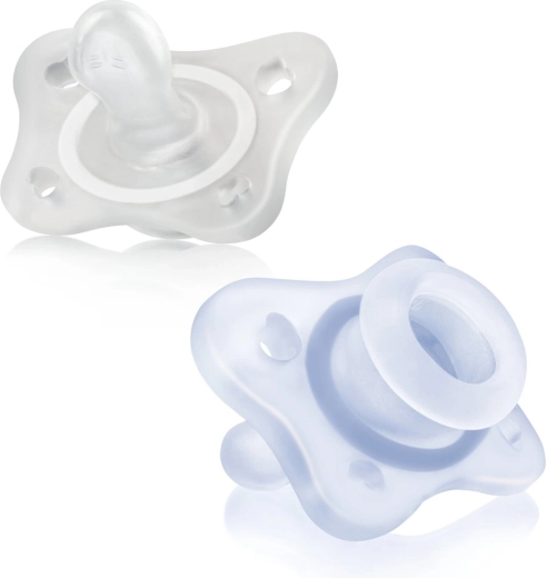 Chicco PhysioForma Mini Soft suzetă integral din silicon 0–2 luni pentru băieți, 2 buc.