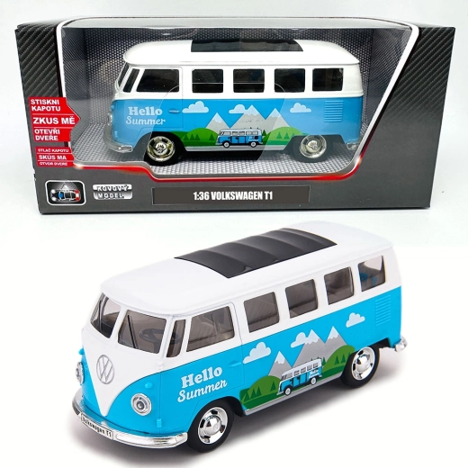Model metalic Volkswagen T1 Bulli cu lumini și sunete, scara 1:30