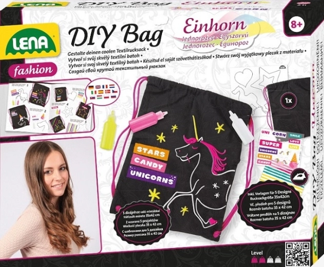 Set creativ pentru realizarea unui rucsăcel Lena Sac cu unicorn
