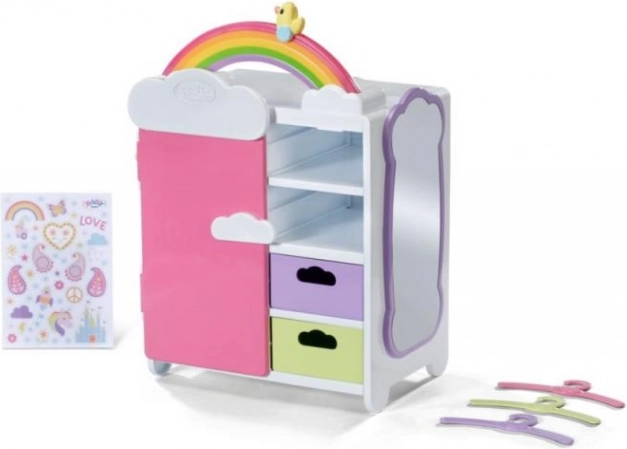 Dulap curcubeu pentru haine, pentru păpușile BABY born