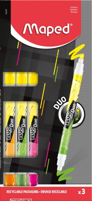 Sublinere MAPED Fluo Peps Duo Neon, set 3 buc