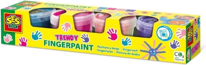 SES Creative vopsele pentru degete – set de 4 culori moderne (4×110 ml)