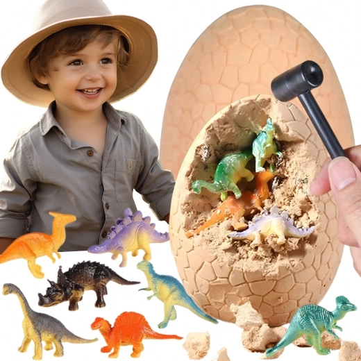 Ou de excavare dinozaur Woopie – set arheologic cu 12 dinozauri