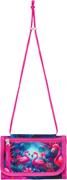 portofel la gât cu motiv flamingo