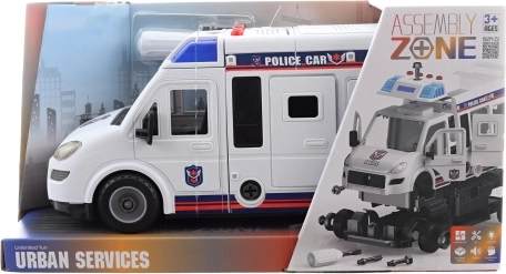 Mașină de poliție cu șuruburi, pe baterii, cu efecte și mecanism inerțial
