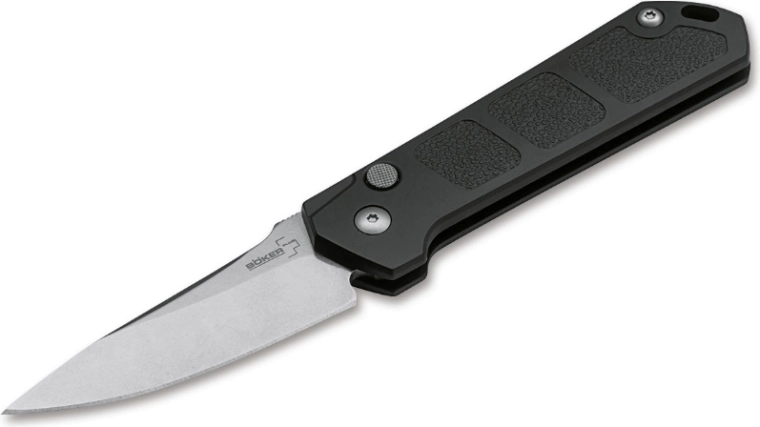 Böker Plus Kihon auto cuțit stonewash 8 cm