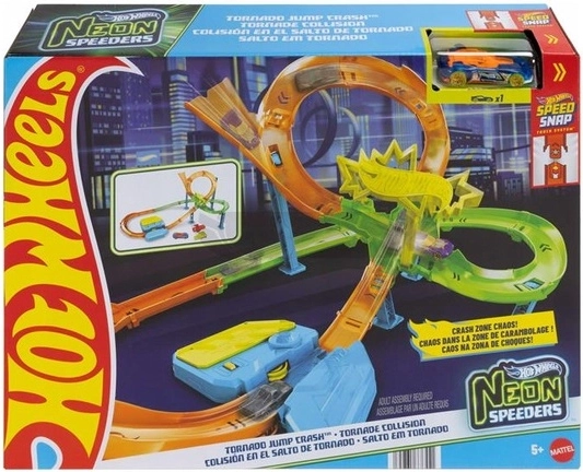 Hot Wheels pistă de curse neon Tornado Jump Crush Neon Speeders