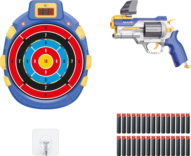 Pistol cu proiectile din spumă și țintă digitală